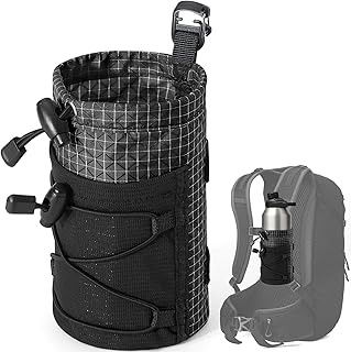 Water Bottle Holder Pouch with Hook Buckle, Backpack Water Bottle Holder Mesh Bag Carrier Fits for 8-24oz Bottles for Hiking, Running, Travel, Outdoor Backpack Accessories & Attachments product image