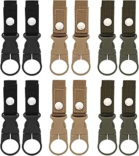 braxan 12 Pcs Water Bottle Belt Holder, Portable Mineral Water Bottle Clip Ring Backpack Clip Strap Buckle For Outdoor Camping/Hiking/Traveling(Black + Khaki + Army Green) product image