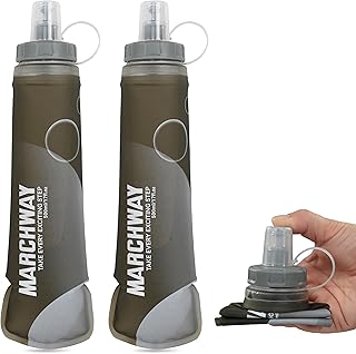 MARCHWAY Soft Hydration Flask with Wide Mouth, 300ml/500ml Collapsible TPU Water Bottle, Leakproof Portable Flexible for Running, Hiking, Cycling, Climbing, Gym, Travel (2pcs Grey 300ml) product image