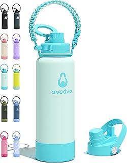 40 oz Insulated Water Bottle with 2 Lids (2-in-1 Straw & Spout Lid, Magnetic Lid), Slim Water Bottle with Strap, Stainless Steel Water Bottle for Hiking, Gym, Travel, BPA-Free, Green product image