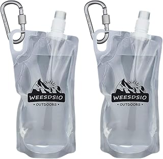 2-Pack 1L Hiking Collapsible Water Bottles with Mountaineering Buckle (Not Suitable for Climbing) BPA-Free Foldable Backpacking Water Bottle for Camping Hiking Running Cycling Mountaineering product image