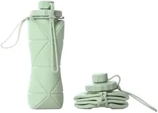 Collapsible Silicone Travel Water Bottle 20oz 600ml, Reuseable Leakproof BPA Free Foldable Sports Bottle, with Carrying Strap GREEN product image