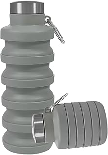 Collapsible Water Bottles,16oz Capacity Portable Reusable Silicone Water Bottle,Leak-proof,with buckle,foldable storage,Lightweight Durable for Fitness,Cycling,Sports,Camping,Hiking (Grey) product image