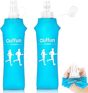 2 Pack Soft Water Bottle, TPU Collapsible Flask Foldable Bottles for Hydration Pack, BPA-Free, Running Lightweight Water Bottle for Outdoor Sports like Hiking Cycling Climbing Running (17OZ/500ml) product image