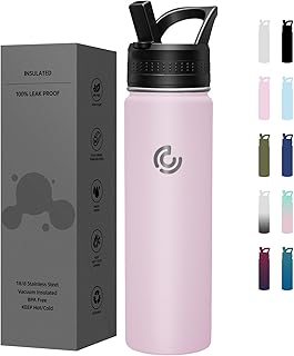 COKTIK 22oz Sports Water Bottle, Stainless Steel Water Bottle for Insulated, Reusable Travel Bottle, With Straw, With Handle Grip for Easy Carrying, Suitable for Cycling, Outdoor Vacations(Blush) product image