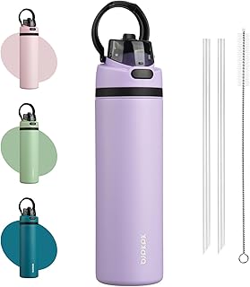 BJPKPK 25oz Insulated Water Bottle with 2-1 Straw Spout Lid, Stainless Steel Metal Water Bottles with Carry Handle, BPA Free, Leak-Proof, Fits in Car Cup Holder, Thermo for Sports,Lavender product image