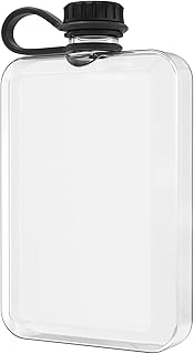 8.5 Oz Plastic Flask for Men, Hianjoo Leakproof Pocket Flask for Liquor with Clear Body, Compact and Portable Flat Water Bottle for Hiking, Camping, Travel and Outdoor Use product image