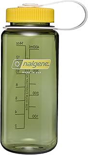 Nalgene 16 oz Wide Mouth Water Bottle | BPA-Free, Durable & Leak Proof, Lightweight, Fits In Cupholders – Thrill & Motion, Oil Green w/Freesia product image