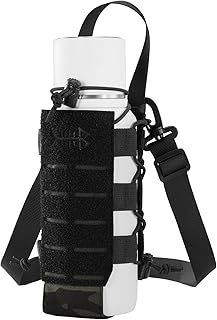 BASSDASH MOLLE Water Bottle Holder Pouch with Shoulder Strap Modular Bag for Fishing Hunting Hiking Travel Outdoor Activities product image