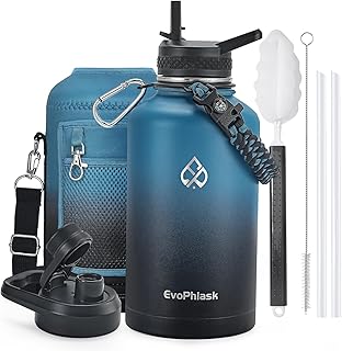Insulated Water Bottle 64 oz, Vacuum Stainless Steel Water Bottle Keep Cold 48Hrs, Half Gallon Large Water Jug for Travel, Sport, Gym, Hiking with Carrier Bag, Indigo/Black product image