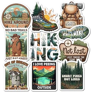 10 Pcs Hiking Stickers Pack Funny Outdoor Adventure Quotes Mountain Nature Animals Waterproof Vinyl Decals Water Bottle Laptop Camping Trail Hiking Boots Bear Raccoon Gifts Hiker Appalachian product image