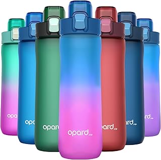 Opard 20oz Plastic Water Bottle Dishwasher Safe, Leakproof Flip-Top Lid, BPA Free Tritan, Wide Mouth Reusable Kids Water Bottle for School Hiking Commuting Outdoor Travel and Gym product image