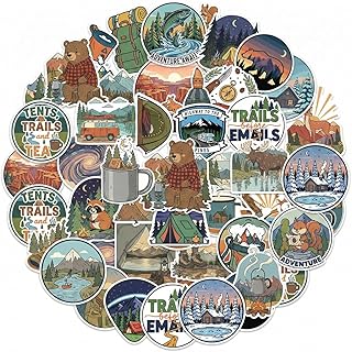 50 PCS Outdoor Camping Hiking Stickers – Waterproof Vinyl Travel Wildlife Stickers for Water Bottle Laptop Cup Car Luggage Motorcycle Wilderness Nature Decals for Camper Boys Adults Teens Girls product image