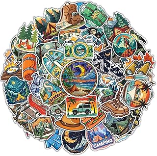 100Pcs Camping Stickers – Hiking Themed Waterproof Vinyl Outdoor Adventure Nature Travel Decals for Campers, Travelers, Water Bottle, Laptop, Luggage, Journal product image