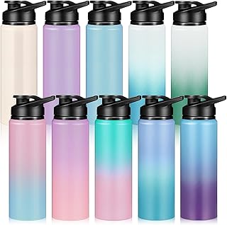 Mimorou 10 Pack Aluminum Water Bottle Bulk 25oz Reusable Sports Bottles with Snap Lid and Handle Multicolor Leak Proof Water Flask for Party Favor Gifts Gym Travel Hiking Camping Outdoor Activities product image
