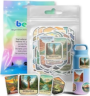 BEATRI National Park Stickers 63Pcs Outdoor Nature Camping Hiking Inspired Waterproof Vinyl Decals for Water Bottles Laptop Car, Travel Adventure Parks Stickers product image