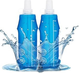 2 Pack Collapsible Water Bottle 500ml – BPA-Free Foldable Soft Flask for Running, Hiking, Cycling, Jogging, Trail Running, Marathon, Travel, Outdoor – Reusable Hydration Bottle for Backpack (500 ml) product image