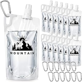 12pack 1L Collapsible Water Bottles with Mountaineering Buckle (Not Suitable for Climbing) Hiking Foldable Backpacking Water Bottle Reusable 33oz Drink Bottle for Travel Camping Hiking product image