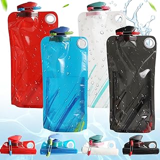 4 Pack Collapsible Water Bottle With Carabiner, 34 Ounce Foldable Water Bag with Leakproof Lid, Portable Water Bottle for Hiking, Sports, Camping, Biking, Traveling, BPA-Free product image
