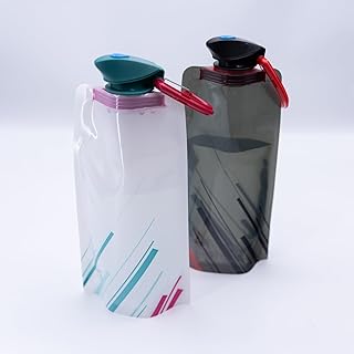 2Pcs 650ml Collapsible Water Bottle, Portable PE Water Bag Bottle for Outdoor Use product image