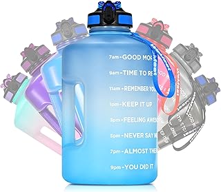 128oz Large Water Bottle with Straw and Time Marker, BPA FREE, 1 Gallon Reusable Motivational Water Bottle, for Gym, Travel, Camping, Hiking (Blue Blue) product image