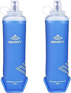 500ml Soft Flask, 2 Pack TPU Collapsible Soft Water Bottle for Hydration Pack & Running Vest, 17oz Compressible Flask Foldable Water Bottle for Running Hiking Cycling product image