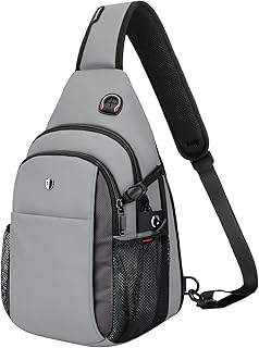 Expandable Sling Bag for Men, Anti-Theft Chest Pack with Water Bottle Pocket & Earphone Port, Crossbody Backpack for Hiking, Travel & Outdoor, Fits Switch 2, 11 Inch iPad, Grey | Mens Crossbody Bag, Versatile Daypack, lightweight, Built-in Audio Port, Reversible Strap, Tough & Splashproof product image