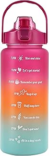 64 oz Motivational Water Bottle with Straw & Time Marker, Large BPA Free Leakproof Water Jug, Half Gallon Sports Water Bottle for Gym, Fitness, Hiking & Outdoor (Rose red) product image