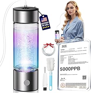 6.0 Upgrade Hydrogen Water Bottle & Hydrogen Absorption 【SGS Certification - 5000PPB】 Hydrogen Water Bottle 【NO.1-24-Hour Hydrogen Lock】 2026 SPE PEM Technique, Double Hydrogen Content - Silver product image
