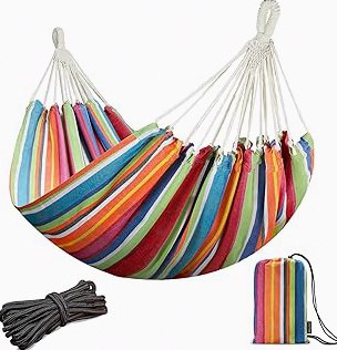 SUNCREAT Portable Camping Hammock for Outside, Heavy Duty 2 Person Hammock Bed for Tree, Beige with Tassels product image