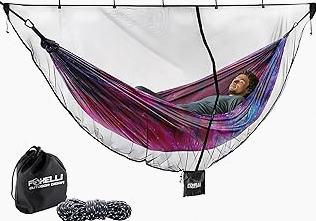 Camping Hammock Lightweight, Portable Hammocks Parachute Hammock with Two Tree Straps, Single or Double Travel Swing Nylon Camp Hammocks, Outdoor Essentials for Beach Backpacking Hiking, Blue product image