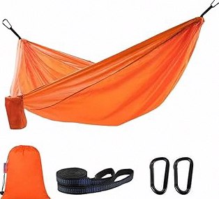 G4Free Large Camping Hammock with Mosquito Net 2 Person Pop-up Parachute Lightweight Hanging Hammocks Tree Straps Swing Bed for Outdoor Backpacking Backyard Hiking product image