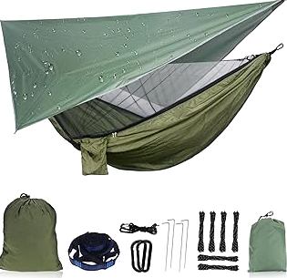 Covacure Camping Hammock - Lightweight Double Hammock, Hold Up to 772lbs, Portable Hammocks for Indoor, Outdoor, Hiking, Camping, Backpacking, Travel, Backyard, Beach（Dark Green） product image