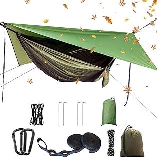 Covacure Camping Hammock - 772lbs Capacity Double Hammock with Tree Straps, Lightweight Parachute Nylon Outdoor Survival Gear for Hiking, Backpacking, Travel or Backyard (Black) product image