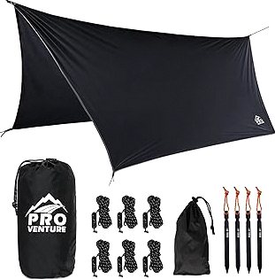 Waterproof Hammock Rain Fly [12ft x 9ft] - Portable Large Camping Tarp - Premium Lightweight Ripstop Nylon Cover - Fast Set Up + Accessories - A Camping Gear Essential! 12x9 ft HEX Shape product image