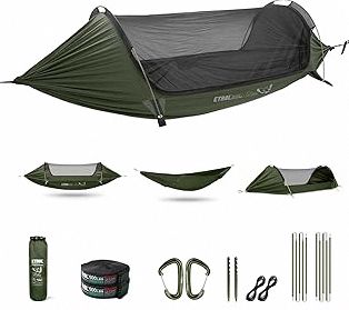 GRASSMAN Kids Hammock-Small Camping hammocks, Portable Camping Gear for Child Indoor/Outdoor use, with Tree Straps & Carabiners Blue & Green product image