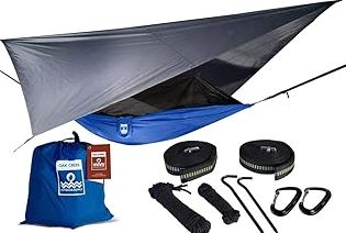 OBTANIM Camping Hammock 500lbs Portable Lightweight Single or Double Hammock with Tree Straps and Carry Bag for Camping Backpacking Hiking Travel Beach Outdoor Indoor (Gray and Black) product image