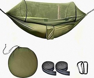 Camping Hammock, Portable Hammocks with Tree Straps & Attached Carry Bag, Travel Tree Hammocks for Outside Indoor Hiking Beach Backpack Travel(Orange, Polyester Pongee) product image