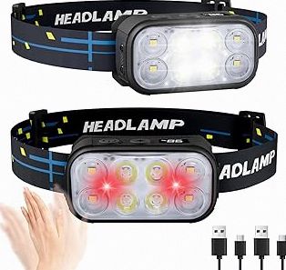WUBEN H4 LED Headlamp Rechargeable, 800 Lumens Super Bright Head lamp, IP68 Waterproof headlamp with Motion Sensor, Headlight Flashlight 10 Modes with Red Light, for Camping Fishing& Hiking Gear product image