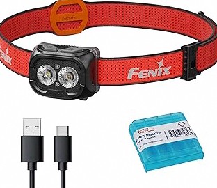 Fenix HM55R Rechargeable Headlamp, 1200 Lumen Spotlight Floodlight & Red Light, Lightweight, Long Runtime, USB-C Charging, Waterproof for Camping, Hiking, Running with Lumentac Organizer (Black) product image