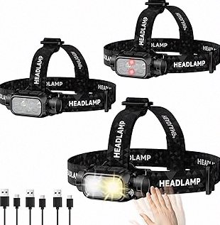 Headlamp Rechargeable 4Pack, 3000 Lumen Ultra-Light Bright Headlamp Flashlight, Clip-on Detachable Portable LED headlamp, 5 Mode Rechargeable Headlamps for Outdoor Camping Fishing product image