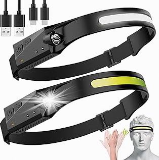 LED Headlamp 2-pack Battery Powered (AAA) (Batteries Not Included) | Head Lamp for Running Hunting Camping Fishing Hiking with Red Light and Adjustable Headband - Bright Forehead Headlamp 7 Modes product image