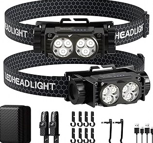 NightBuddy The Original LED Headlamp Rechargeable Flashlight for Adults Camping Essentials Backpacking Lights 4X Brighter Other Headlight Headband Lamp 5 Light Modes Hiking Gear Must Haves (Headlamp) product image