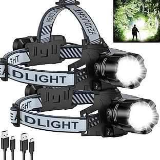 Headlamp Rechargeable (3-Pack), LED Head Lamp Flashlight, 230° Wide Beam Headband Light, 400 Lumen Super Bright, USB-C Rechargeable Lightweight Headlight for Running, Fishing, Hiking, Camping product image