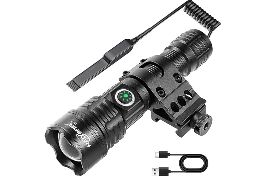 Feyachi Rifle Light 1200LM 22500Candela WL25 Tactical AR Flashlight LED Outdoor Light with Pressure Switch & Picatinny Rail Mount, 3 Modes - High/Low/Strobe (Mlok-Black) product image