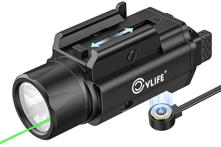 DEFENTAC 800lm Slidable Gun Light with Power Level Indicator, Magnetic Charging Pistol Flashlight W/Strobe, Compatible with Picatinny Rail (21Β±0.5MM Width) product image