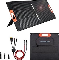 100W Portable Solar Panel with 5-in-1 Cable,23.5% Efficiency Mono Foldable Solar Charger for Jackery 300/Ecoflow River/Anker Solix,IP67 Waterproof Offgrid Power for Camping RV Battery Backup product image