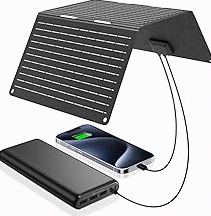 DOKIO 150W Portable Foldable Solar Panel Kit, Compact 21x20in Design 7.3lb with Standalone Controller and USB, Monocrystalline Charger for 12V Batteries, Power Stations, RV Camping Emergency Use product image