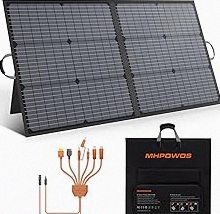 60W Solar Panel for Portable Power Station, Foldable Solar Panel with 12-18V DC Output/USB QC3.0/USB C(10 Changeable DC Adapters), Portable Solar Panels for Camping, Home, Travel, Rv product image