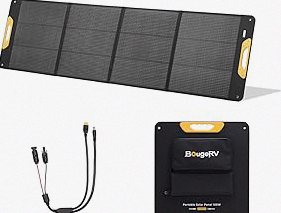 BougeRV 200W Portable Solar Panel, Fiberglass Solar Charger, Up to 25% Conversion Hight Efficiency, N-Type Foldable Solar Panel, IP65 Water Resistant for Camping, RV, Van, Boat, Hiking & Off-Grid Use product image